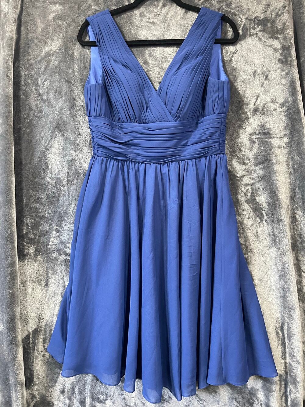 Formal Dress S Regencycore Homecoming Blue Chiffon Pleated V Neck